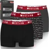 Three pairs of men's boxer shorts are displayed in a product shot, with a box of the product visible on the left. Produktbild-Vorschau