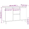 vidaXL Credenza in rovere fumé 101,5x35x70 cm Materiale a Anteprima dell’immagine prodotto 12