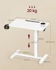 A diagram of a white adjustable height desk with dimensions and weight capacity indicated. Produktbild-Vorschau