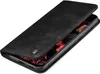 A black flip case for a smartphone, shown slightly open. Produktbild-Vorschau