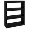 Bücherregal/Raumteiler Schwarz 80x30x103,5 cm Massivholz Produktbild-Vorschau 1