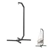 A black metal stand for a hanging chair is shown on the left, and a hanging chair with a cushion is shown on the right. Náhled obrázku produktu