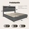 A diagram showing the dimensions of a bed frame, with accompanying icons and text. Náhled obrázku produktu