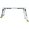 A silver, adjustable work platform with blue and yellow accents, shown from the front on a white background. Anteprima dell’immagine prodotto