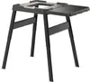 A black adjustable stand with a side table, shown from a 3/4 angle against a white background. Anteprima dell’immagine prodotto