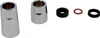 Two chrome-plated fittings and three rubber/plastic washers are arranged on a white background. Produktbild-Vorschau