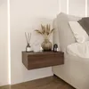 KOMTO Wandregal mit Schublade Nussbraun - Nachttisch Produktbild-Vorschau 3