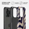 A close-up, exploded view of a phone case showing its double-layer protection, with callouts for the silicone interior and hard shell exterior. Anteprima dell’immagine prodotto