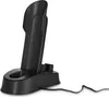 A black charging dock for a handheld vacuum cleaner is shown against a white background. Produktbild-Vorschau