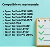 A list of compatible printers for a product, with checkmarks on a notepad. Náhled obrázku produktu