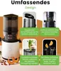 Collage of images showcasing the features of a slow juicer. Podgląd zdjęcia produktu