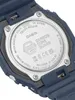 Close-up of the back of a blue Casio G-Shock watch, showing the case back with engraved text and logos. Produktbild-Vorschau