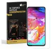 A product box for a screen protector is shown next to a smartphone with the screen protector applied. Produktbild-Vorschau