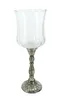 Glas Windlicht auf Metall Standfuß silber schwarz 10 x 34cm Produktbild-Vorschau 3