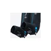 Close-up of two black compression leg sleeves with blue accents and white logos. Produktbild-Vorschau