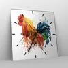 Wanduhr - Quadrat - Glasuhr - Hahn Ilustration Tier Farben Produktbild-Vorschau 4