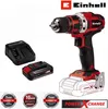 A cordless drill with its battery and charger, presented on a white background with marketing badges. Produktbild-Vorschau