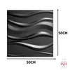 A 3D wall panel with a wave-like texture, shown with dimensions indicated. Produktbild-Vorschau
