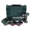 A Metabo cordless impact wrench set with batteries, charger, and case, displayed on a white background. Podgląd zdjęcia produktu