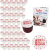 A collection of small jars with lids, a recipe book, and a single jar filled with jam, all decorated with hearts and the phrase 'Mit Liebe gemacht'. Náhled obrázku produktu