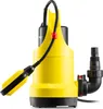 A yellow and black submersible pump with a float switch and hose adapter, shown against a white background. Produktbild-Vorschau