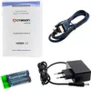 A collage of product accessories and documentation for an Octagon Spirit White 4K TV Box. Produktbild-Vorschau