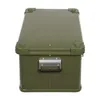 A green storage box with metal accents, presented against a white background. Podgląd zdjęcia produktu