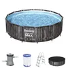 A Bestway Steel Pro Max inflatable swimming pool with accessories, including a filter pump, filter cartridge, ladder, and cover. Anteprima dell’immagine prodotto