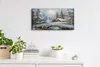 Wandkunst Leinwand Bild Uhr 60x30 Malerei Winter Schnee Produktbild-Vorschau 3