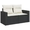 A black rattan two-seater sofa with cream cushions, shown against a white background. Produktbild-Vorschau
