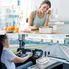 A collage showing a woman eating from a lunchbox and a man driving a bus. Anteprima dell’immagine prodotto