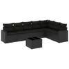 8-tlg. Garten-Sofagarnitur mit Kissen Schwarz Poly Rattan Produktbild-Vorschau 1