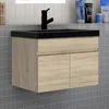 Badezimmer Badmöbel 60 cm Schwarz Waschtisch mit Produktbild-Vorschau 1