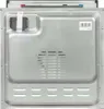 The back view of a silver oven with a perforated ventilation area and a label with a barcode. Produktbild-Vorschau