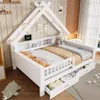 A child's bedroom with a white house-shaped bed. Produktbild-Vorschau