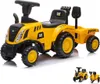A yellow CAT tractor ride-on toy with a trailer, shown from a side-front angle. Náhľad obrázku produktu