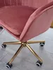 Close-up of a pink velvet office chair with gold legs and wheels. Produktbild-Vorschau