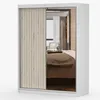 Schwebetürenschrank Kleiderschrank Schrank 150 cm Weiß/Weiß Produktbild-Vorschau 2