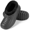 A pair of black, fur-lined clogs are shown against a white background. Produktbild-Vorschau