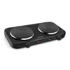 A black double electric hot plate on a white background. Podgląd zdjęcia produktu