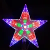 A lit-up star-shaped Christmas tree topper against a black background. Produktbild-Vorschau