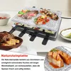 A raclette grill with food on top and bread on the side. Produktbild-Vorschau