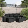 vidaXL 7-tlg. Garten-Sofagarnitur mit Kissen Schwarz Poly Produktbild-Vorschau 2