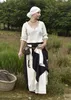 Mittelalter Bluse Birga mit 3/4 Arm, natur - Baumwolle Produktbild-Vorschau 3