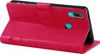 A pink flip case for a Huawei Y7 2019 phone is shown from the side, with the cover open. Produktbild-Vorschau