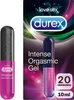 Product packaging for Durex Intense Orgasmic Gel, showing both the box and a sample tube. Voir les images du produit