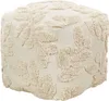 A cube-shaped pouf with a textured leaf pattern. Produktbild-Vorschau