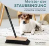 A dog is lying on a rug next to a broom. Produktbild-Vorschau