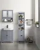A modern bathroom with grey vanity, matching storage tower, and medicine cabinet. Náhled obrázku produktu