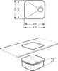 Diagram showing the dimensions and installation of a sink. Produktbild-Vorschau